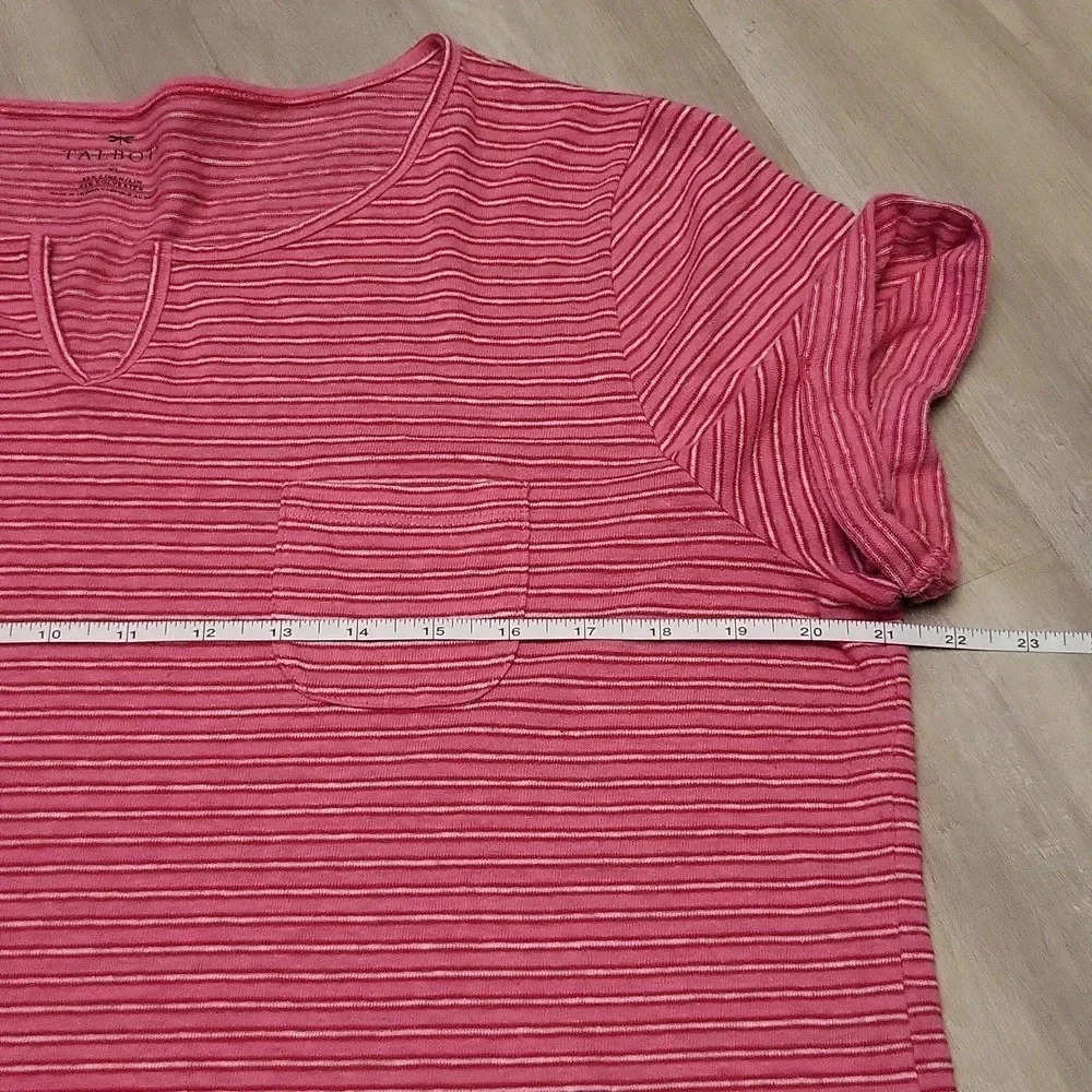 Talbots Pink Striped Short Sleeve Womens Linen Tee Size XL - Picture 6 of 6
